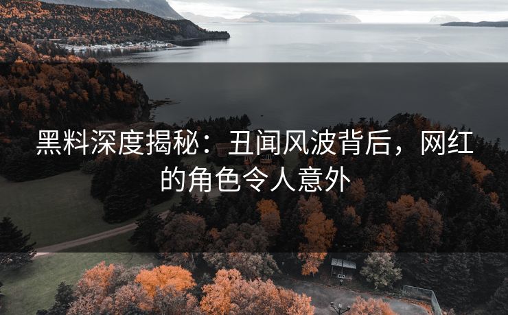 黑料深度揭秘：丑闻风波背后，网红的角色令人意外