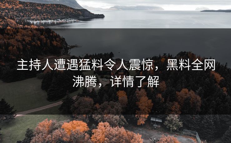 主持人遭遇猛料令人震惊，黑料全网沸腾，详情了解