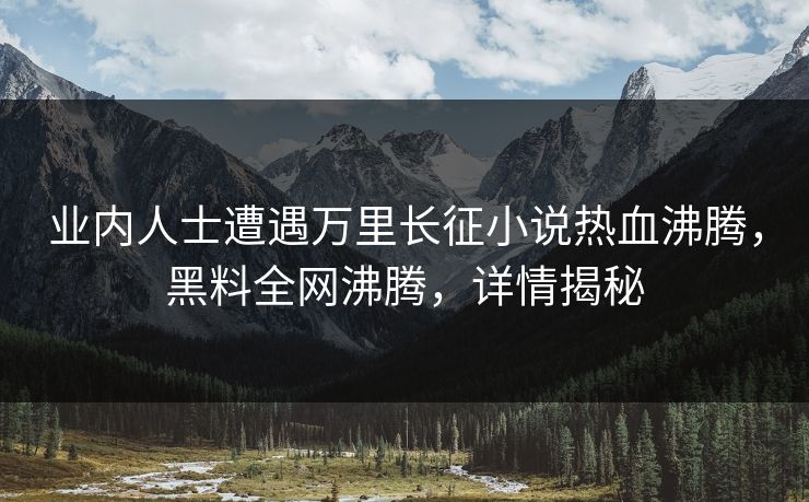 业内人士遭遇万里长征小说热血沸腾，黑料全网沸腾，详情揭秘