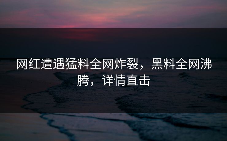 网红遭遇猛料全网炸裂，黑料全网沸腾，详情直击