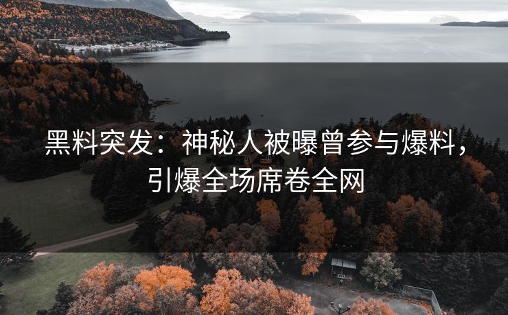 黑料突发：神秘人被曝曾参与爆料，引爆全场席卷全网