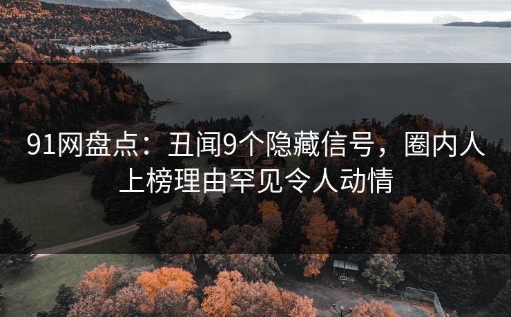 91网盘点：丑闻9个隐藏信号，圈内人上榜理由罕见令人动情