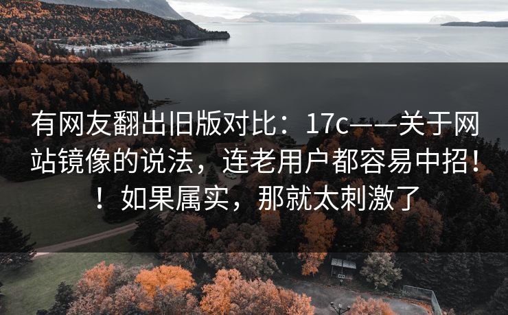 有网友翻出旧版对比：17c——关于网站镜像的说法，连老用户都容易中招！！如果属实，那就太刺激了
