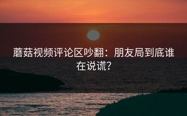 蘑菇视频评论区吵翻：朋友局到底谁在说谎？